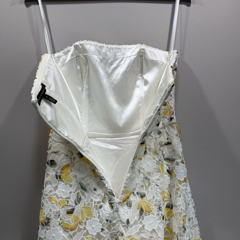 WHITE HOUSE BLACK MARKET Size 2 Lemon Patterned Lace Overlay Strapless Dress - Picture 9 of 9